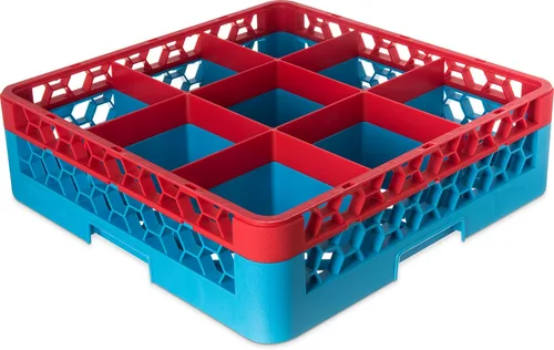 Miniatura 11 de Carlisle FoodService Products RG9-214 OptiClean Estante de vidrio con 9 compartimentos con 2 extensores, 7.12 pulgadas, polipropileno, azul
