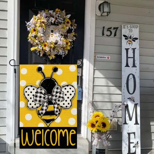 Miniatura 3 de CROWNED BEAUTY Bandera de jardín de abejas de verano de 12 x 18 pulgadas, doble cara para exterior, arpillera de bienvenida pequeña, decoración