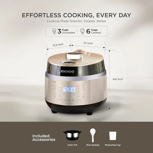 Miniatura 4 de Cuckoo CRP-EHSS0309FG olla de presión eléctrica para arroz, con calentamiento por inducción, Dorado