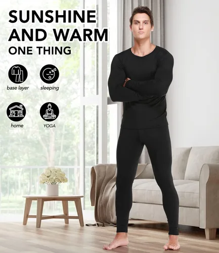 Miniatura 6 de JZCreater Conjunto de ropa interior térmica para hombre capa superior e inferior pantalones largos para hombre