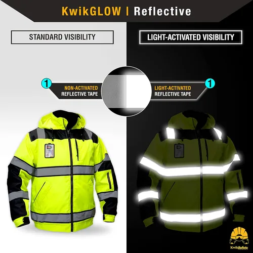 Miniatura 3 de KwikSafety Chaquetas reflectantes Bombarderos de trabajo de alta visibilidad aislados para hombre Amarillo, Naranja, Multicolor
