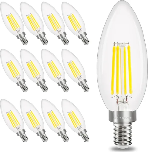 Miniatura 13 de comzler Bombilla LED E12 para candelabro regulable, bombilla de lámpara de araña 2700K blanco cálido, equivalente a 40W, bombillas tipo B