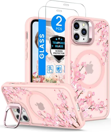 Miniatura 22 de Dretal Magnético para iPhone 11 Pro, Funda Floral, Protector de Pantalla, Anillo de Lente Integrado, Soporte, Protección de Grado Militar, Funda