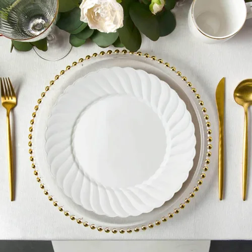 Miniatura 15 de Efavormart - Paquete de 10 platos de plástico transparente para fiestas, platos redondos desechables de postre de ensalada de 7.5 pulgadas con borde