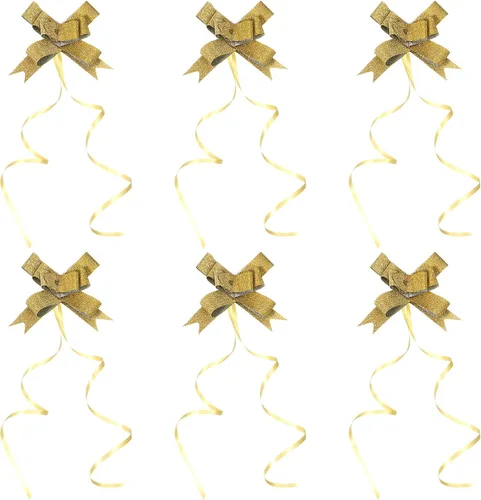 PATIKIL Cinta de lazos de 2 pulgadas, paquete de 40 lazos decorativos para bodas, fiestas, cumpleaños, decoración en tono dorado