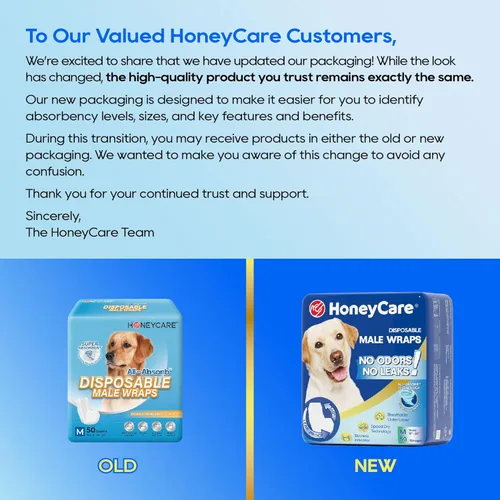 Miniatura 2 de HONEY CARE All-Absorb A25 - Envoltura para perro macho, 50 unidades, mediano, color blanco