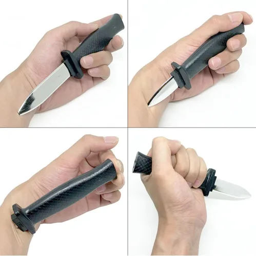 Miniatura 2 de Cooplay 4 piezas de cuchillo falso retráctil de juguete realista de plástico daga de astilla hoja de mango negro arma divertida para Halloween