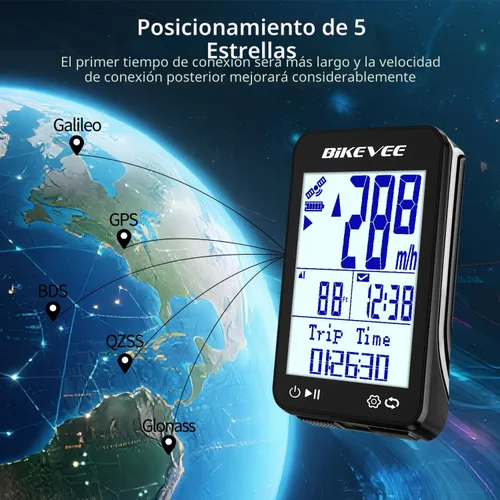 Miniatura 6 de GPS Ordenador de Bicicleta Inalámbrico con Inicio/Parada Automática y Retroiluminación Automática, Bicicleta Odómetro IPX7 Resistente al Agua MPH