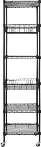Miniatura 7 de Finnhomy Estantería de alambre resistente de 6 niveles con ruedas de 18 x 18 x 72 pulgadas, 6 estantes, estante de almacenamiento de metal, tubo