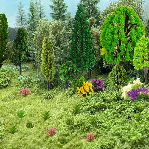 Miniatura 7 de 50 árboles modelo de 1.1 a 5.5 pulgadas, modelo de diorama mixto, árbol, flor, césped, arquitectura, mini árboles falsos para manualidades