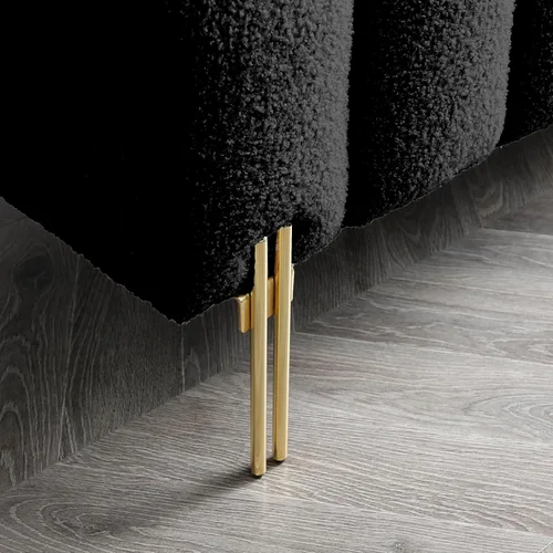 Miniatura 7 de Banco moderno de 53.2 pulgadas, cómodo banco tapizado de tela Sherpa para dormitorio con respaldo redondo ajustable, asiento de banco con patas