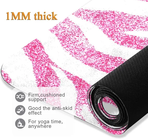 Miniatura 5 de Hot Pink Zebra Pattern Yoga Mat Non Slip Thick Kids Eco Friendly Rubber Workout Foldable Yoga Mat Women Exercise