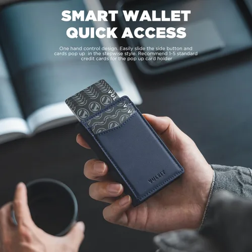 Miniatura 8 de VULKIT Billeteras delgadas para hombre, con bloqueo RFID, diseño minimalista con capacidad para hasta 11 tarjetas, Negro -, Minimalista