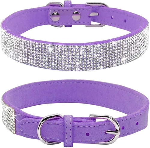 Miniatura 12 de Collares Pequeños para Perros Femeninos, Lindo Cristal de Rinstone con Pajarita de Diamante de Brillo para Cachorros para XXS XS Perros Pequeños