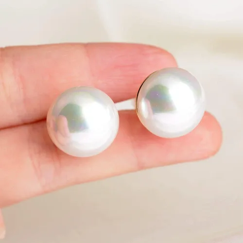 Miniatura 24 de Yoursfs Aretes de clip de perlas blancas grandes para mujer, chapados en oro de 18 quilates, hipoalergénicos, sin perforaciones, joyería brillante