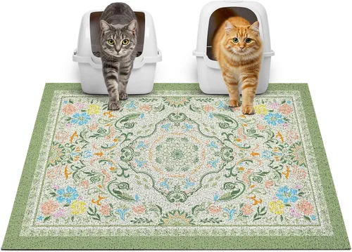 Miniatura 9 de Glittme Alfombrilla de Arena para Gatos con Base Antideslizante, Alfombrilla de Caja de Arena Impermeable que Atrapa la Arena, Fácil de Limpiar