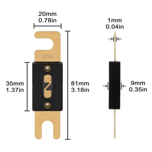 Miniatura 2 de VEXUNGA Fusible ANL de 30 A, fusibles de hoja en línea de 30 amperios de 32 V para inversor de audio de automóvil, estéreo automotriz