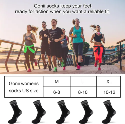 Miniatura 6 de Gonii Crew Socks Women Hiking Running Athletic Cushioned Compression Socks 5-6 Pairs