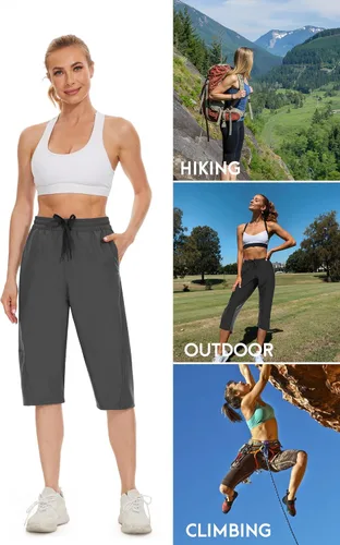Miniatura 5 de JENEARY Pantalones cortos largos de 15 pulgadas para mujer por debajo de la rodilla, pantalones capri de senderismo UPF50+ Bermudas de secado rápido