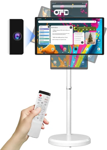 OFD TV portátil de 21.5 pulgadas de 2ª generación sobre ruedas 1080P, 100% sRGB, 6+128GB de almacenamiento, Android 15 OS pantalla táctil RollingTV