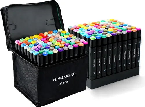 Marcadores de alcohol de 80 colores con punta doble para arte, dibujo, ideales para niños, estudiantes y adultos, para cómics, bocetos e