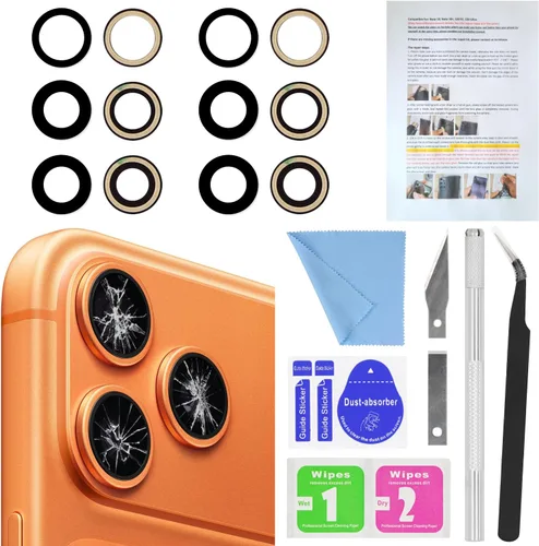 Miniatura 10 de 2PCS ASDAWN Reemplazo de Cristal de Lente de Cámara Trasera para iPhone 11 Pro y 11 Pro Max Reemplazo de Lente de Cámara con Adhesivo Preinstalado +