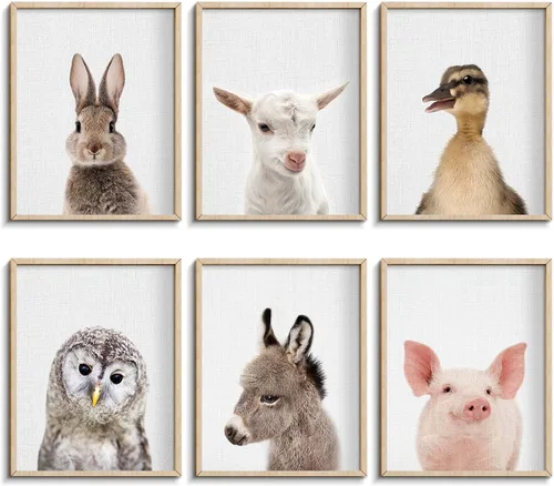 Miniatura 11 de EPHANY Pósteres y Impresiones de Animales de Safari para Bebés, Pintura sobre Lienzo para Guardería, Arte de Pared con Elefante, Tigre, Ciervo, Oso
