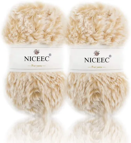 Miniatura 27 de NICEEC Hilo de Pelo Sintético Super Suave, Grueso y Esponjoso, Hilo de Pestañas para Crochet y Tejido (Longitud Total 192m/9.1kg) - Otoño/300g