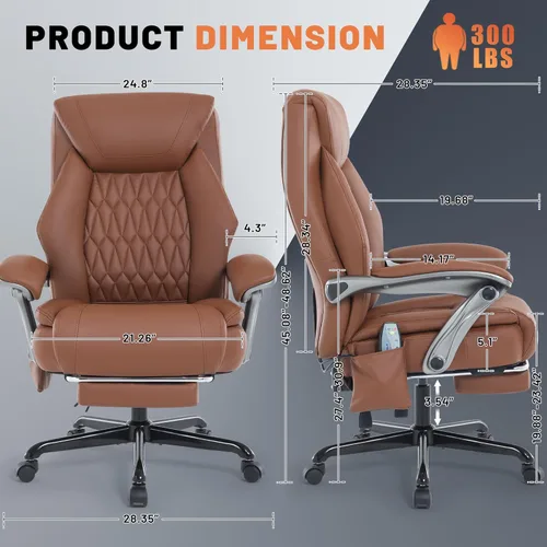 Miniatura 2 de Silla de oficina de masaje con función de calefacción y reposapiés, vibración de 6 puntos, silla de escritorio ergonómica reclinable ejecutiva