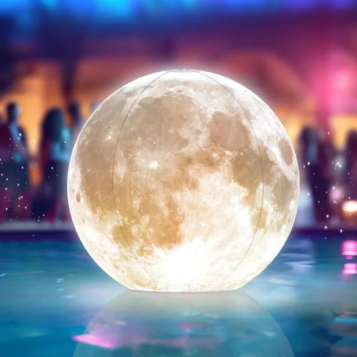 TIALLY Luces Flotantes de Piscina Luna Llena - Luces de Piscina de 14" que Flotan con Energía Solar, Bolas de Luz LED Inflables Impermeables,