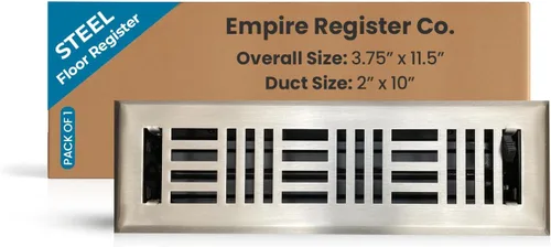 Miniatura 13 de Empire Register Co, Registro de piso de acero - 2x10 pulgadas, diseño Art Nouveau, acabado negro texturizado, rejillas de ventilación de piso
