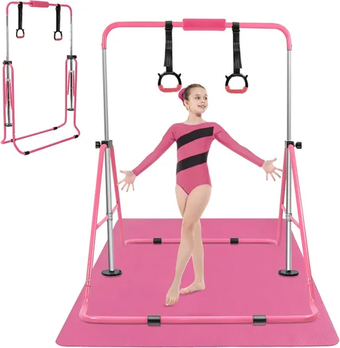 Miniatura 9 de YEEGO DIRECT Barra de gimnasia con anillos, barra de gimnasia plegable para niños de 3 a 12 años, expandible para entrenamiento en casa, regalos