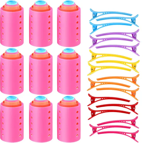 Blulu Juego de 72 rodillos magnéticos multicolor con 54 rodillos para el pelo, 18 lazos de dientes de pato y pinzas para el cabello, herramientas