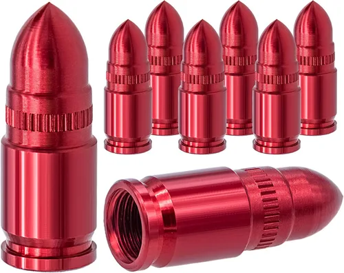 Miniatura 38 de 4 piezas de tapas de válvula de neumático estilo bala, resistentes a la corrosión, tapas universales de válvula de neumático de aleación de aluminio