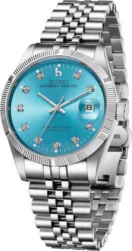 Miniatura 6 de BUREI Relojes automáticos de lujo de acero inoxidable para hombre, relojes impermeables para hombres, regalos para hombres