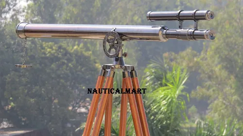 Miniatura 2 de Nauticalmart Telescopio vintage Griffith Astro de doble barril aceitado de 64