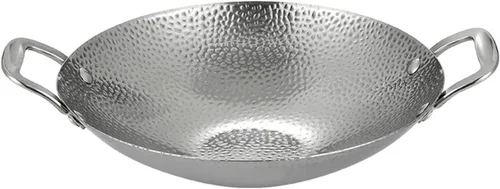 Miniatura 8 de SVRITE Sartén de acero inoxidable para paellas, sin recubrimiento, antiadherente, de 8, 9, 10, 11 pulgadas, sartén pequeña para fideos con doble