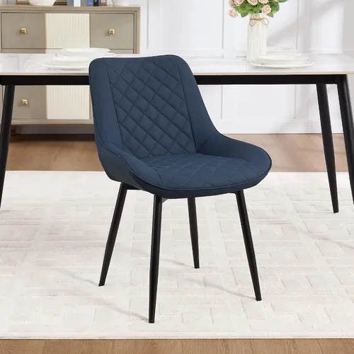Miniatura 9 de Silla de Comedor, Sillas de Comedor Modernas con Cojines Gruesos, Sillas de Comedor de Cocina y Salón Tapizadas en Cuero Sintético con Patas Negro