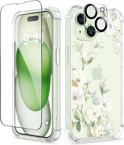 Miniatura 115 de GVIEWIN - Funda floral para iPhone 14 de 6.1 pulgadas, protector de pantalla + protector de lente de cámara, no se amarillenta, a prueba de golpes