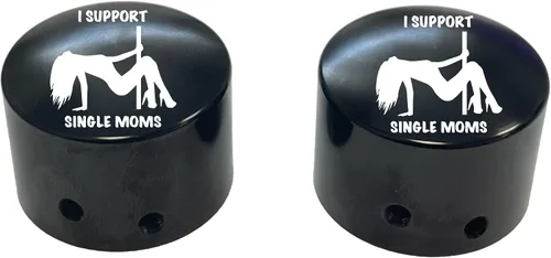 Miniatura 3 de I Support Single Moms - Cubiertas para tuercas de eje delantero, color negro, compatible con Harley Davidson Touring Road King Road Glide Street