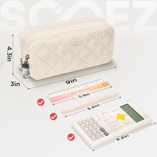 Miniatura 5 de Sooez Estuche grande para lápices, bolsa para lápices extra grande con 8 compartimentos, bolsa para bolígrafos de apertura amplia, organizador
