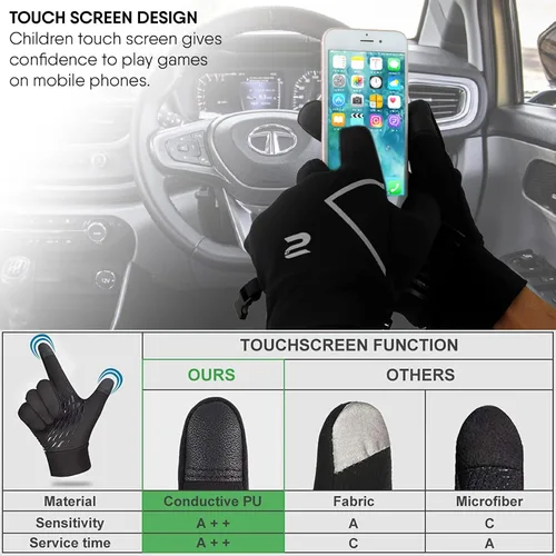 Miniatura 4 de SAWANS Guantes deportivos para correr, ciclismo, invierno, pantalla táctil, térmica, para niños y niñas, resistentes al viento, guantes