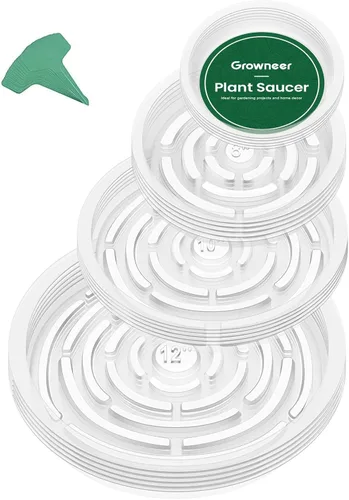 Miniatura 12 de GROWNEER 15 paquetes de platillos transparentes de 6 pulgadas para plantas, bandejas para macetas, con 15 etiquetas para plantas, platillos