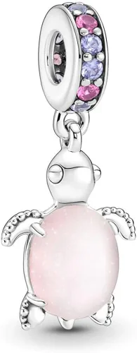 Erizteya Joyería de cristal de Murano de tortuga marina rosa colgante para pulseras de aleación para mujeres collares cumpleaños día de la madre