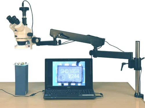 AmScope SM-8TZ-144S-10M Microscopio Digital Profesional Trinocular Estéreo Zoom, WH10x Oculares, 3.5X-90X Ampliación, 0.7X-4.5X Objetivo, Anillo de