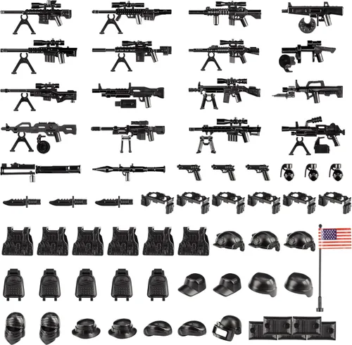 Miniatura 12 de 51 piezas de figuras de soldados de juguete, armas de camuflaje de Estados Unidos, juego de juguetes de batalla del ejército, paquete de armas, kits