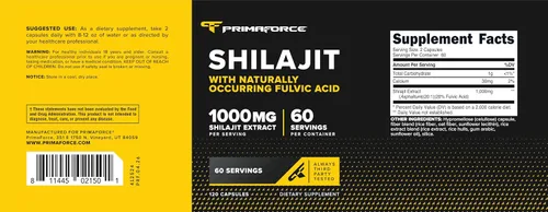 Miniatura 5 de Primaforce Shilajit 120 cápsulas (1000 mg) - con ácido fúlvico natural, 60 porciones