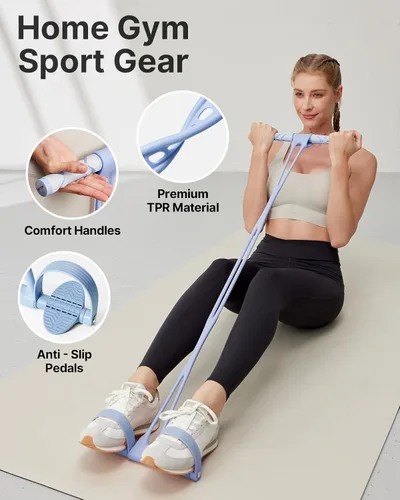 Miniatura 2 de YOTTOY Banda de resistencia al pedal, cuerda de tensión elástica gruesa con asas, cuerda de tracción para sentarse, equipo de fitness para piernas
