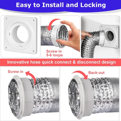 Miniatura 5 de Kit de Conector de Ventilación para Secadora Senshare, Placa de Pared para Ventilación de Secadora con Conexión y Desconexión Rápida, Kit