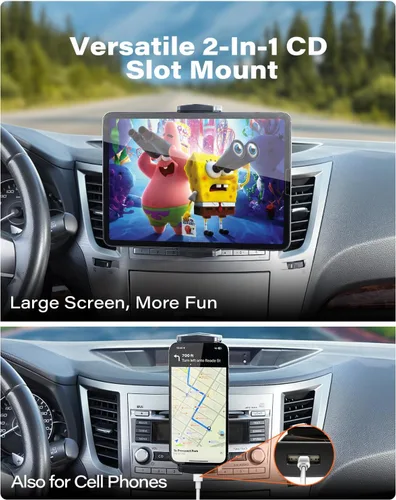 Miniatura 5 de APPS2Car Soporte universal para coche [2 en 1] Ranura de CD Tablet Soporte de coche para tableta de 4.7-11 pulgadas, soporte de teléfono celular
